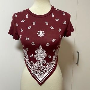 Handkerchief Style‎ Short Sleeve Crop Top * Burgundy * Papermoon * Size Small